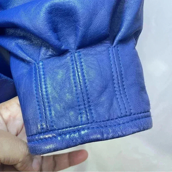 VINTAGE  Cuir Fin Purple Leather Coat Size M - Picture 12 of 15
